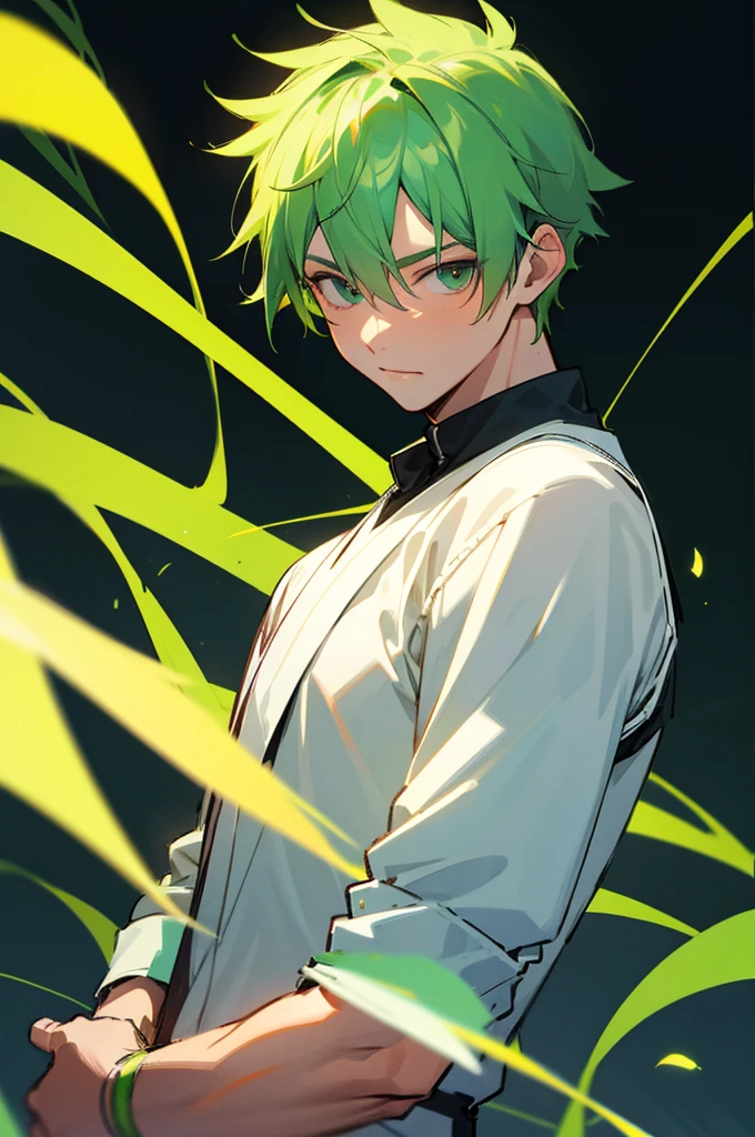 Male, student background ,UA, green hair