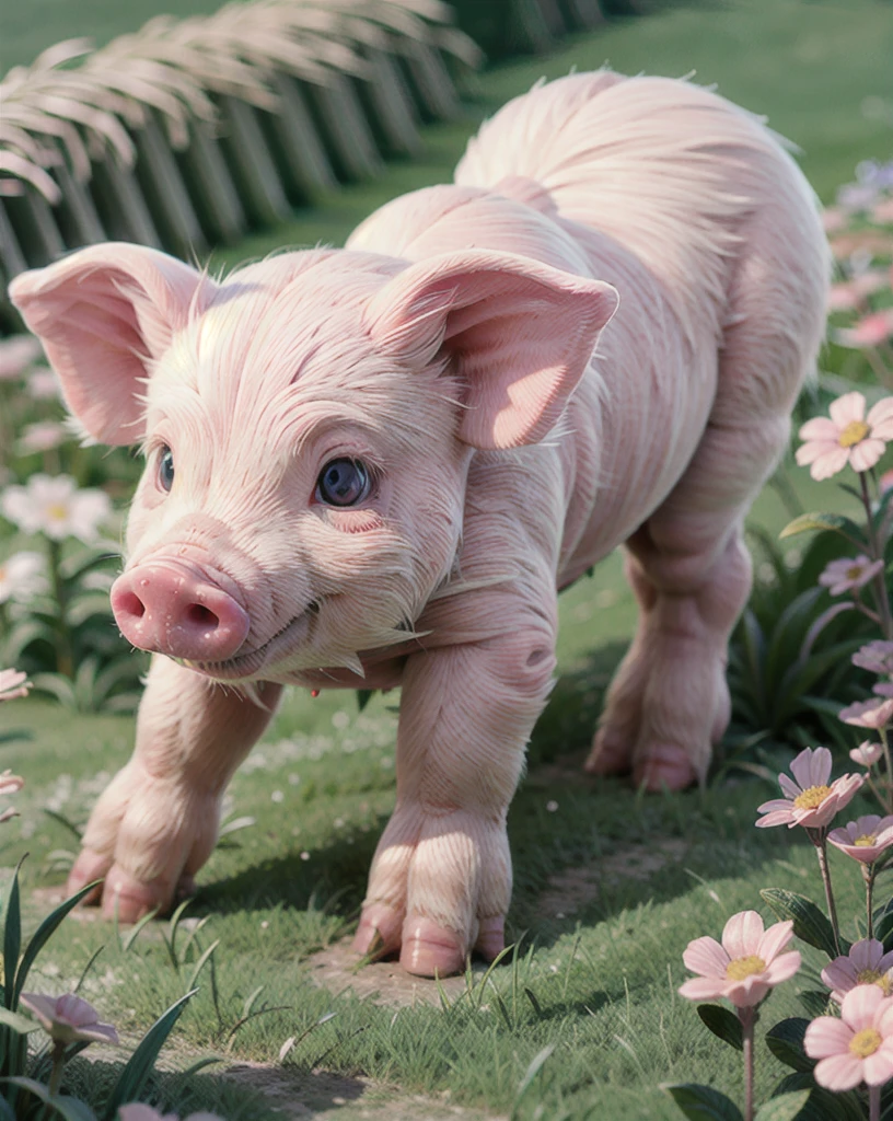 a pink pig on the grass,  ultimatepinkpig