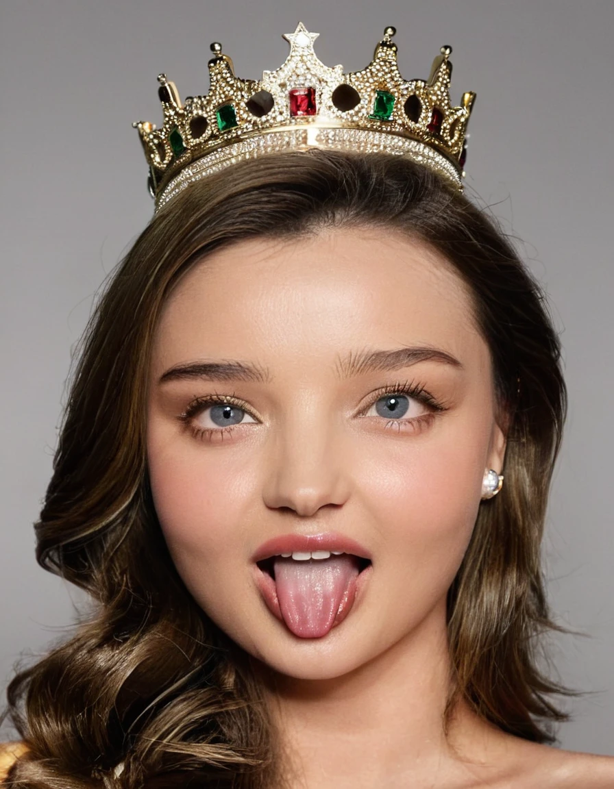 young princess miranda kerr, face, tongue out, crown