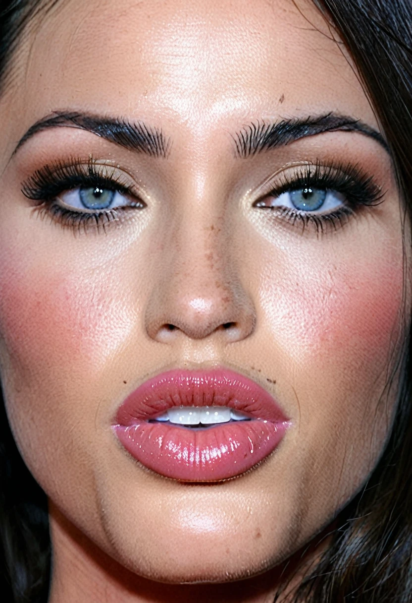 megan fox face, milk on lips