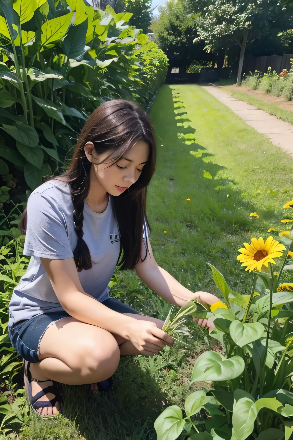 pulling weeds