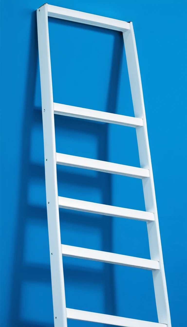 Blue background,White ladder