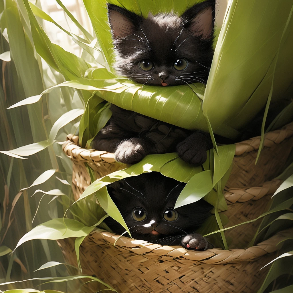 Black cat kitten、To pee