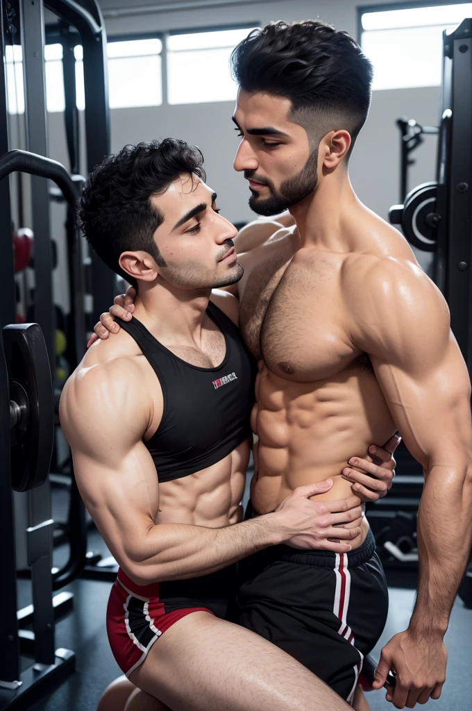 BL romance with alhaitham and kaveh at the gym being affectionate 
