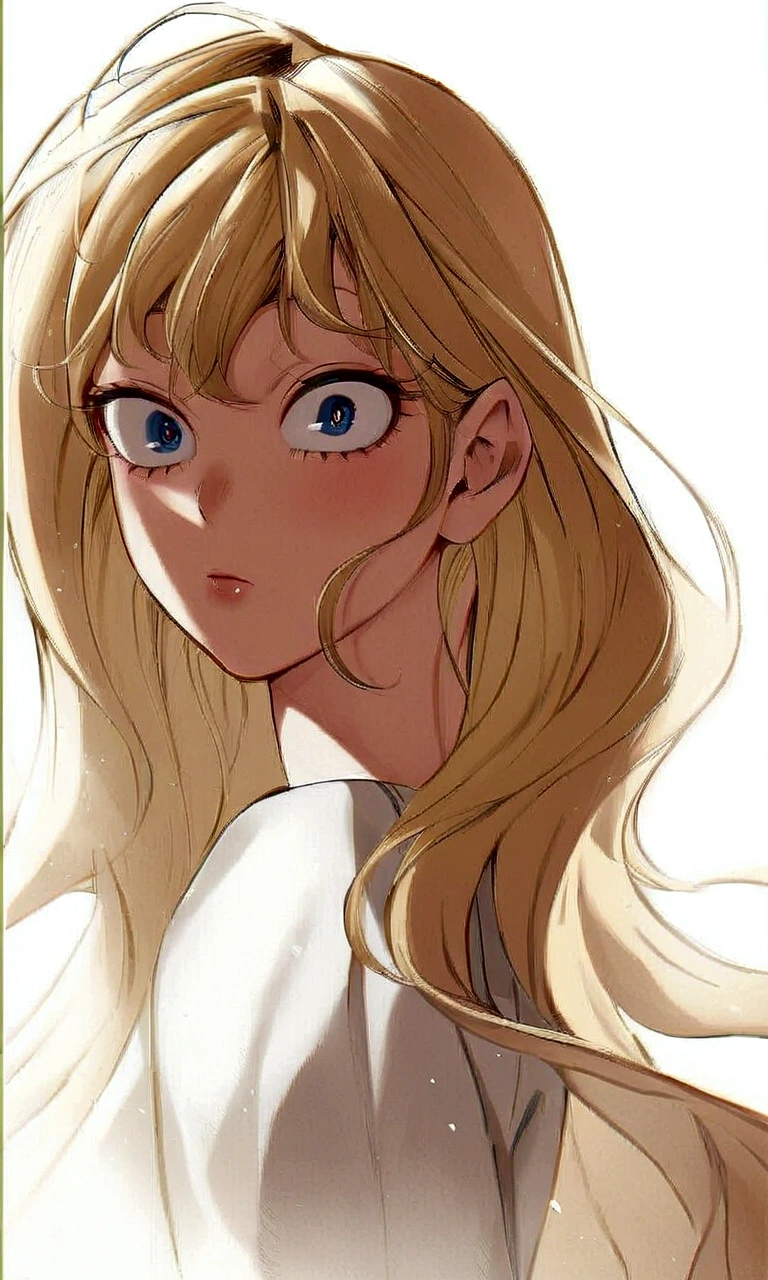 ((by Kohei Horikoshi)) blonde girl with long wavy hair down to her knees, blue eyes, Boku no hero academia