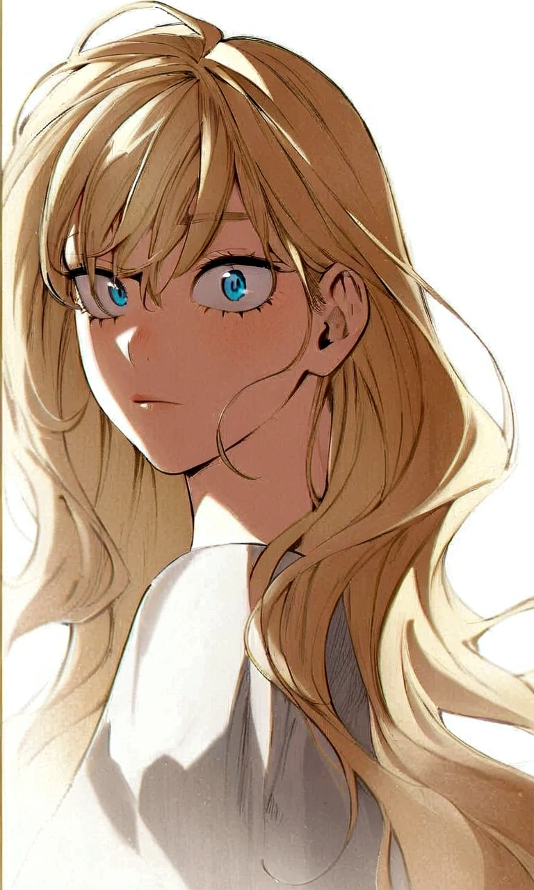 ((by Kohei Horikoshi)) blonde girl with long wavy hair down to her knees, blue eyes, Boku no hero academia