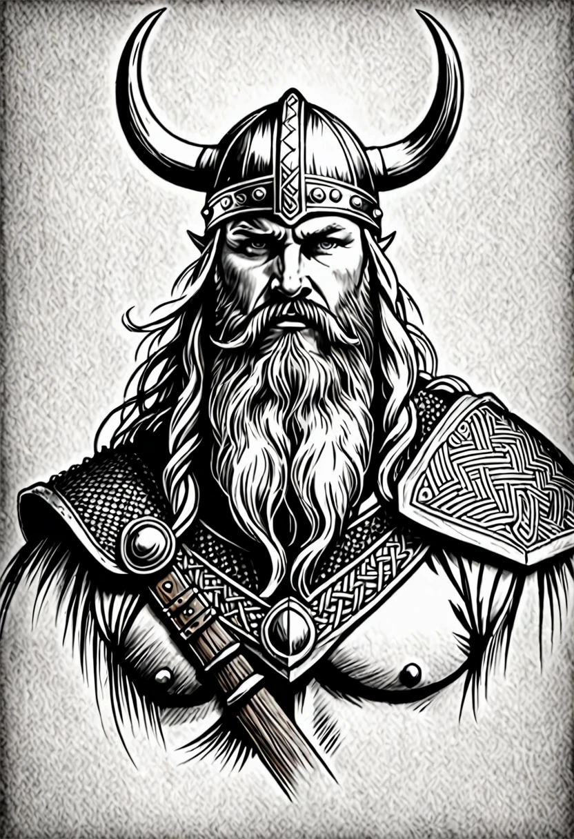 Viking,pencil sketch,Norse mythology,black and white