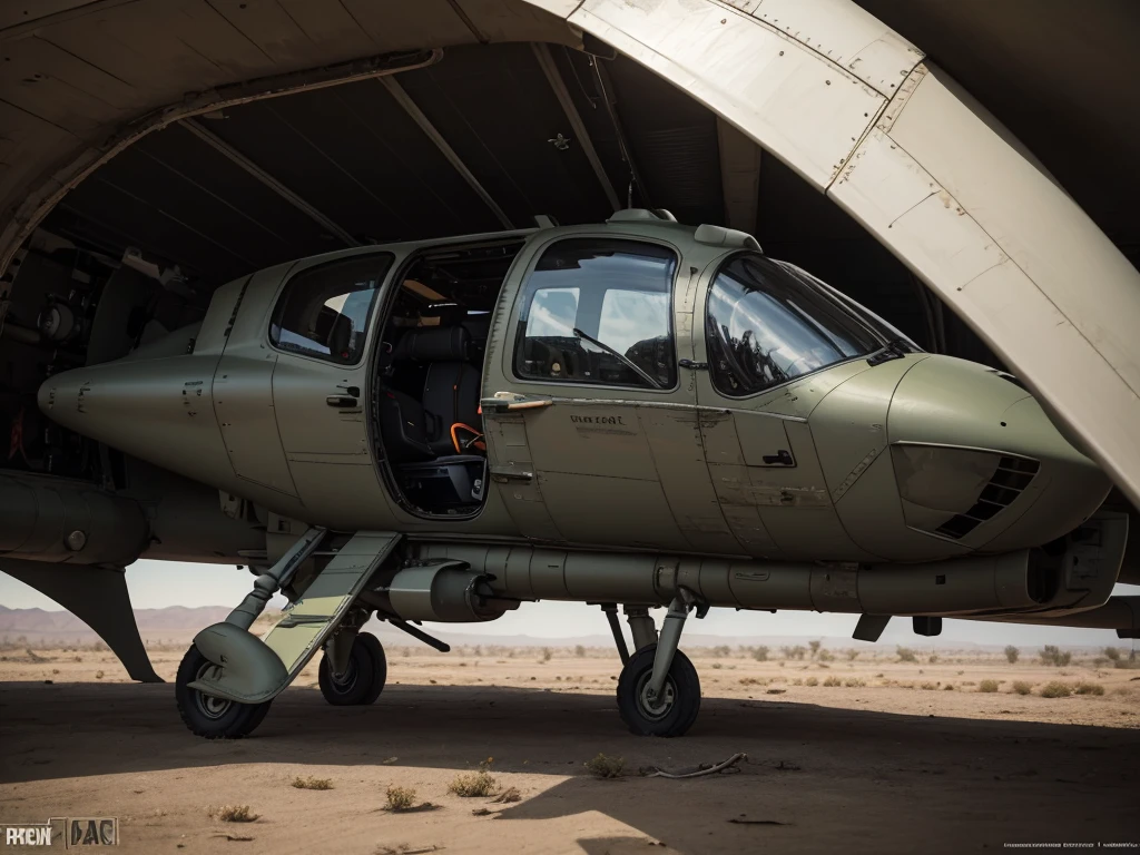 arafed helicopter sitting on the ground in the desert, closeup portrait shot, a wide full shot, detailed wide shot, close portrait, profile shot, portrait shot, bottom angle, closeup shot, high angle close up shot, angled view, middle close up shot, high detail shot, medium close-up shot, close angle, close up angle, scenic full shot the next generation of AH Apache attack helicopter, no cockpit/extra cannon stealth, active camoflauge/ablative armor, point defense lasers, fire and forget , over-the horizon capabilites, futuristic scifi, perfect masterpiece, exquisite detail, perfectly imagined sitting in a secret hanger, grounded. Drone, remote attack vehicle

