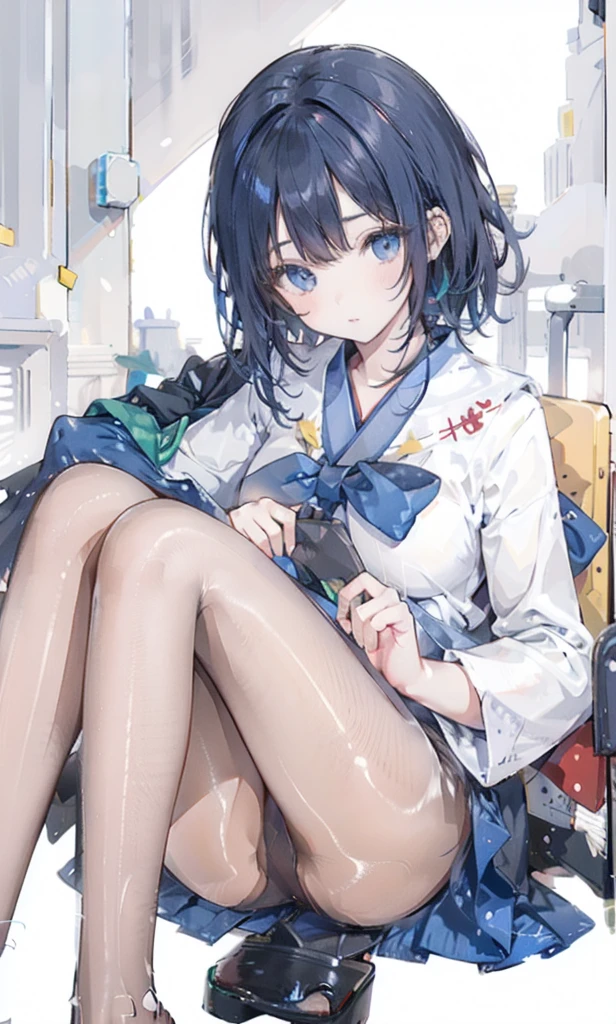 ulzzang-6500-v1.1, (RAW PHOTO:1.2), (photot-REALISTIC,:1.4), beautiful detailed girls, highly detailed eyes and faces, Beautiful Detailed Eyes, s ridiculous, unbelievably ridiculous, Huge File Size, Super Detailed, highres, very detail, sthe highest qualit, Master peace、, Kemomimi, ((Japanes girl' high school uniform)), An illustration, very detail, UHQ, unification, 8k wallpaper, splendid, Fine details, Master peace、, sthe highest qualit, very detailなUHQユニフォーム8k wallpaper, Light on the face、Movie lighting、、((witheout panties))、((dynamic posing)))、(camel toes)、(Half)、(pantyhose、、、、)、(Sitting on legs bending the knees))、short haired、ple short hair、long neck、Put your ears out、bangs、bigger eyes、Lashes、a Pretty、Very cute