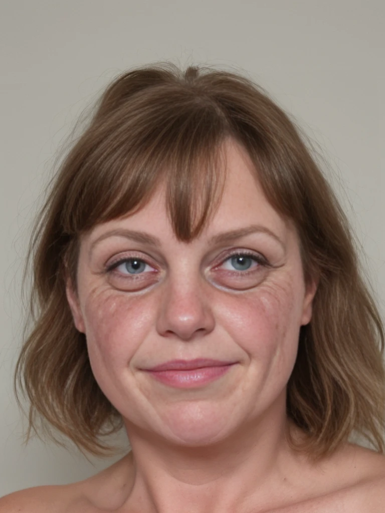 (((ugly:1.5))), ((round face)), 50 caucasian brunette, mature