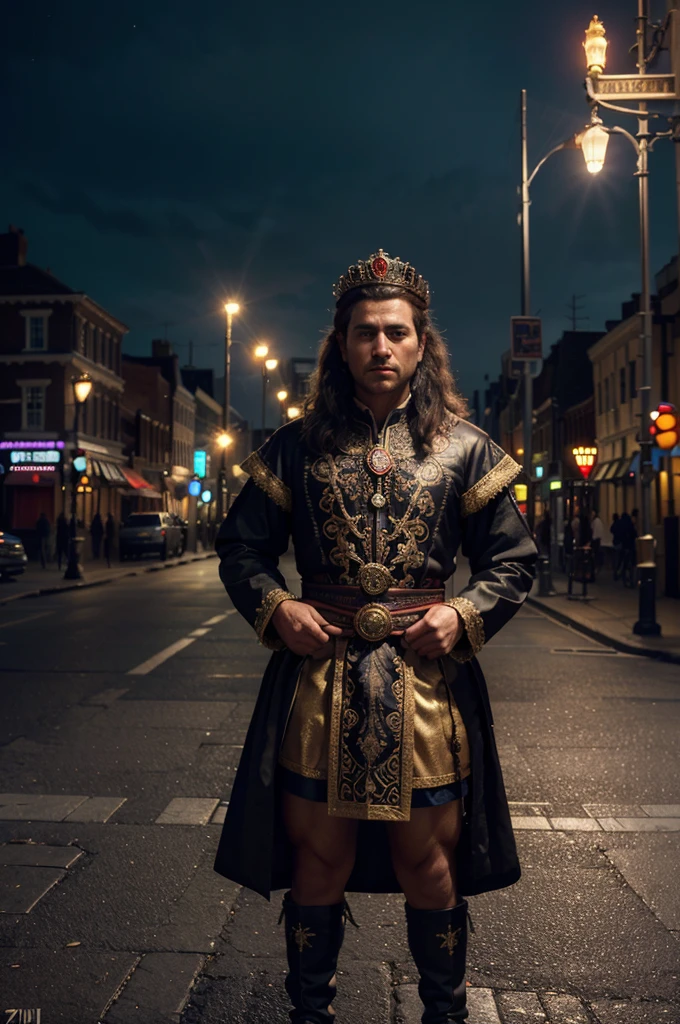 a regal rat wearing a crown, an ornate royal outfit, standing on a city street, hyper detailed, cinematic lighting, dramatic composition, vibrant colors, (best quality,4k,8k,highres,masterpiece:1.2),ultra-detailed,(realistic,photorealistic,photo-realistic:1.37),HDR,UHD,studio lighting,ultra-fine painting,sharp focus,physically-based rendering,extreme detail description,professional,vivid colors,bokeh,hyper-realistic,highly detailed,cinematic,dramatic,vibrant,cinematic lighting