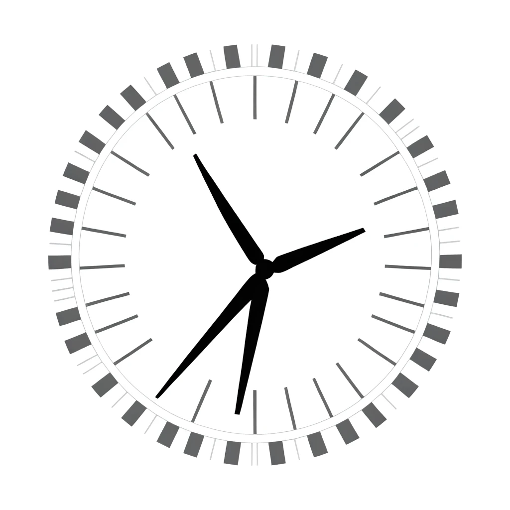 A black and white photo， Flat shape，A simple circle，The interior is composed of seven semicircles of different sizes and angles.，Forming a windmill-like pattern，