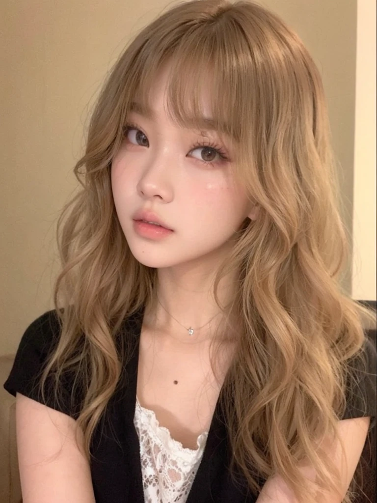 A close up of a girl with good skin, high quality, korean, ulzzang, Korean girl, blackpink, ulzzang girl, blackpink lisa, blackpink jennie
