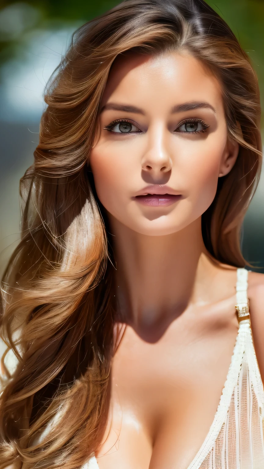 A woman was sitting at the table、30-year-old woman、 Unparalleled beauty、Spread your legs、masterpiece, 最high quality, high quality, High resolution, Highly refined muscles、(Very detailed、Detailed skin texture、Intricate details、Depth of written border、Bright lighting、(Illumination from below)、Beautiful Face、(Realistic Face)、Realistic eyes、美しいFine grain、Realistic Skin、Beautiful Skin、Ultra-realistic、Very detailed、Golden Ratio、The most beautiful images in the world, Location was great.、(Cinema Lighting)、Detail emphasis, Beautiful lighting、Sharp focus、Various poses、超Detailed face、Fine grain、Increased hair growth、Brown Hair、Long Hair、Beautiful hairstyle、Detailed face、Cleavage、(Big Breasts)、((Face close-up))、Incredibly stupid, It seems ridiculous.,