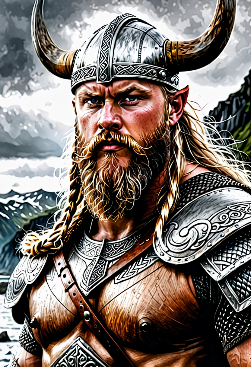 Viking,realistic drawing,Norse mythology,