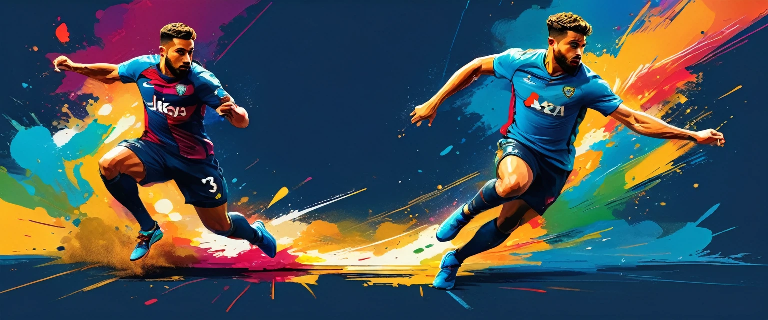 "(Best Quality,4k,8k,high resolution,Masterpiece:1.2),ultra detailed,(realist,photorealist,photo-realist:1.37),vibrant colors,vector art,sport,Athletes,Energetic,lines of movement,Graphic style,Futuristic feeling,dynamic poses,daring compositions,speed lines,stylized figures,powerful moves,Gradient effects,shadows and lights,intricate details,geometric forms,abstract elements,Amazing contrast,high impact,expressive facial expressions,fluid lines,Expressive brushstrokes,striking images,Lively atmosphere,artistic interpretation,vivid hues,dynamic lighting"