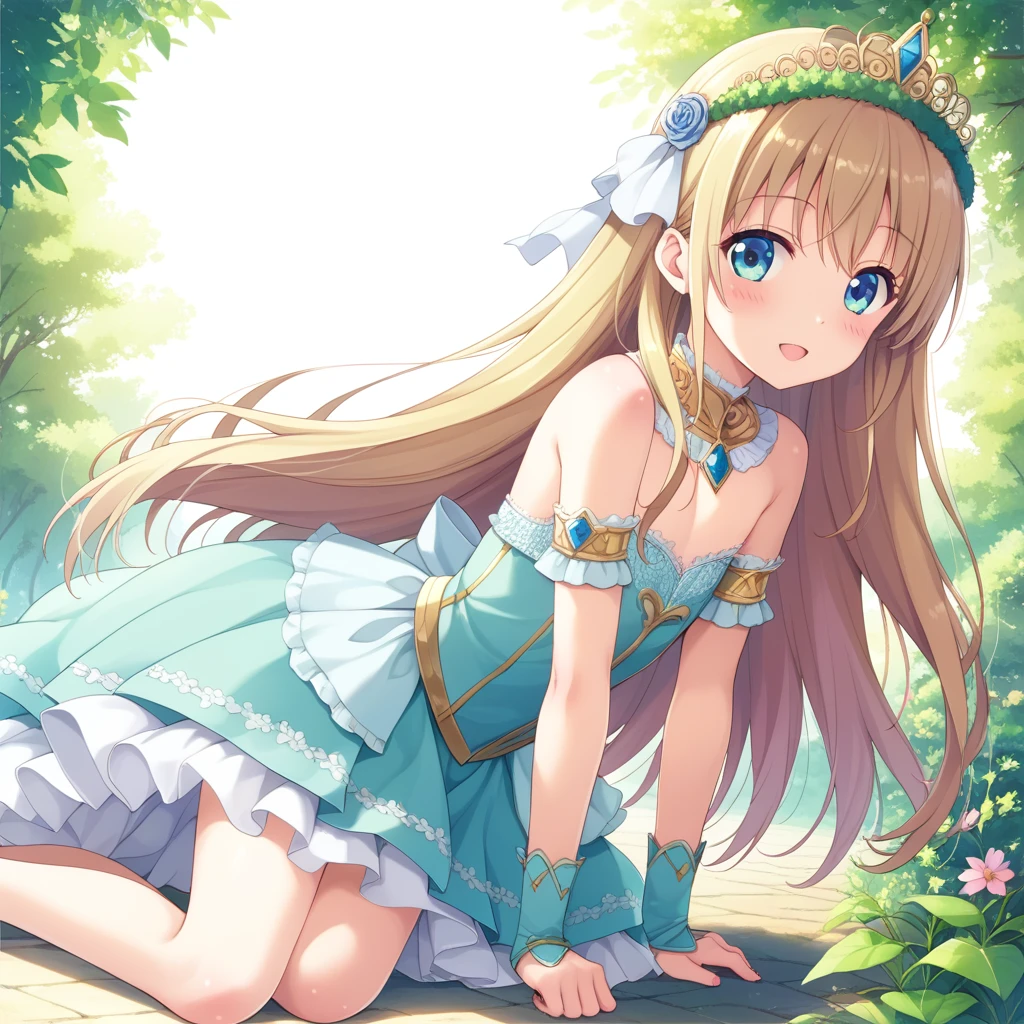 A young prince wearing princess-like attire, looking shyly at the viewer, androgynous beautiful shota, royal costume, intricate embroidery, delicate lace, lush fabrics, regal setting, elaborate crown, gentle expression,引き下げられたパンツ、透けるちんこ、ちんこを見せつける、 (masterpiece: 2), best quality, ultra highres, original, extremely detailed, perfect lighting,2.5d,8k,
