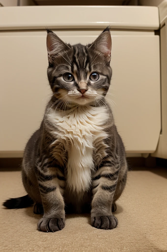 Introduce Chunky Charlie as a kitten, the chubbiest of the litter, always getting into mischief.