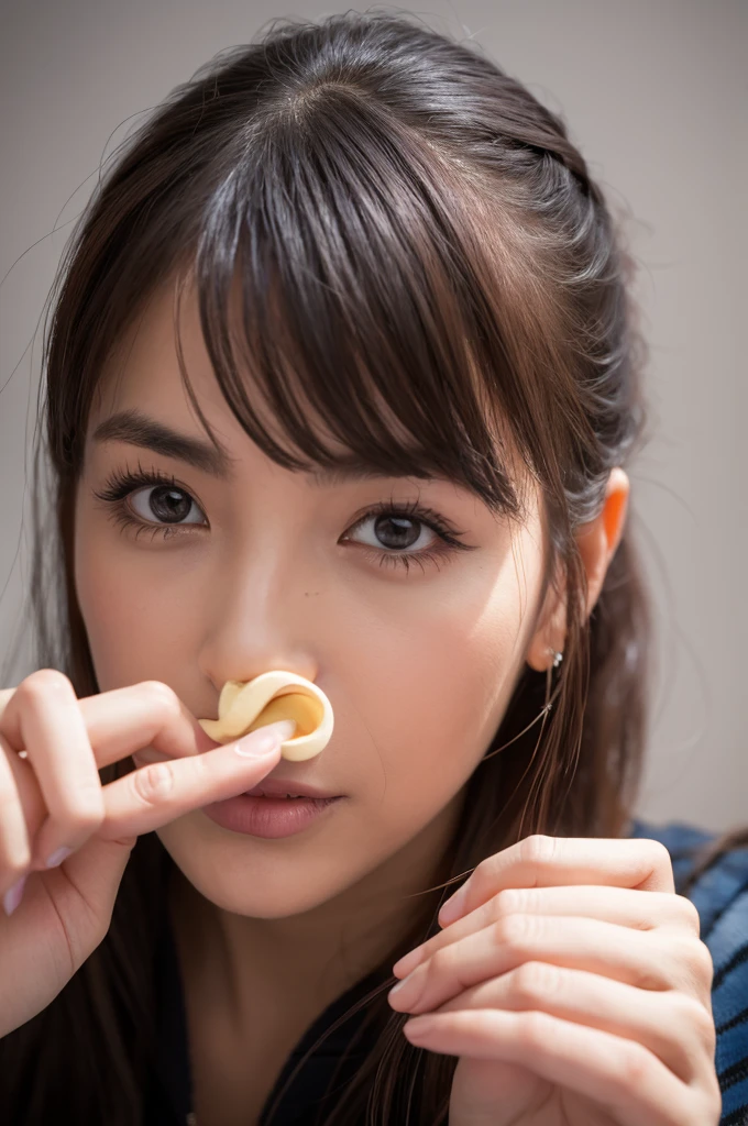 Woman picking her nose