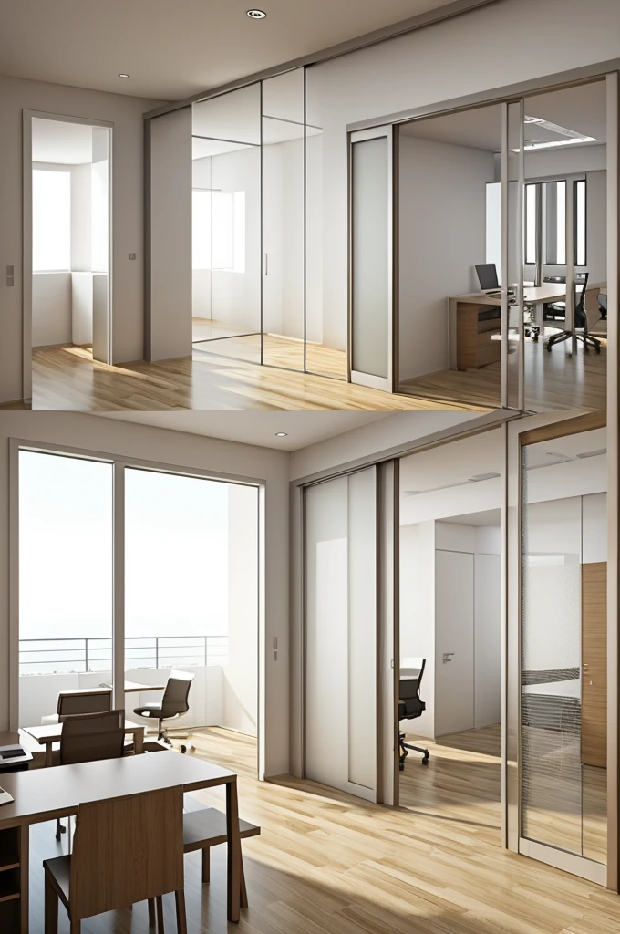 Professional 3d architecture rendering design of modern and minimal partition door for interior design for office 