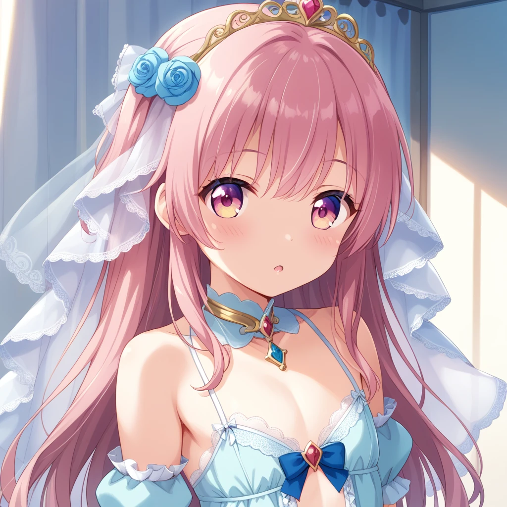 A young prince wearing princess-like attire, looking shyly at the viewer, androgynous beautiful shota, royal costume, intricate embroidery, delicate lace, elaborate crown, gentle expression,引き下げられたパンツ、透けるちんこ:1.2、ちんこを見せつける:1.2、 (masterpiece: 2), best quality, ultra highres, original, extremely detailed, perfect lighting,2.5d,8k,