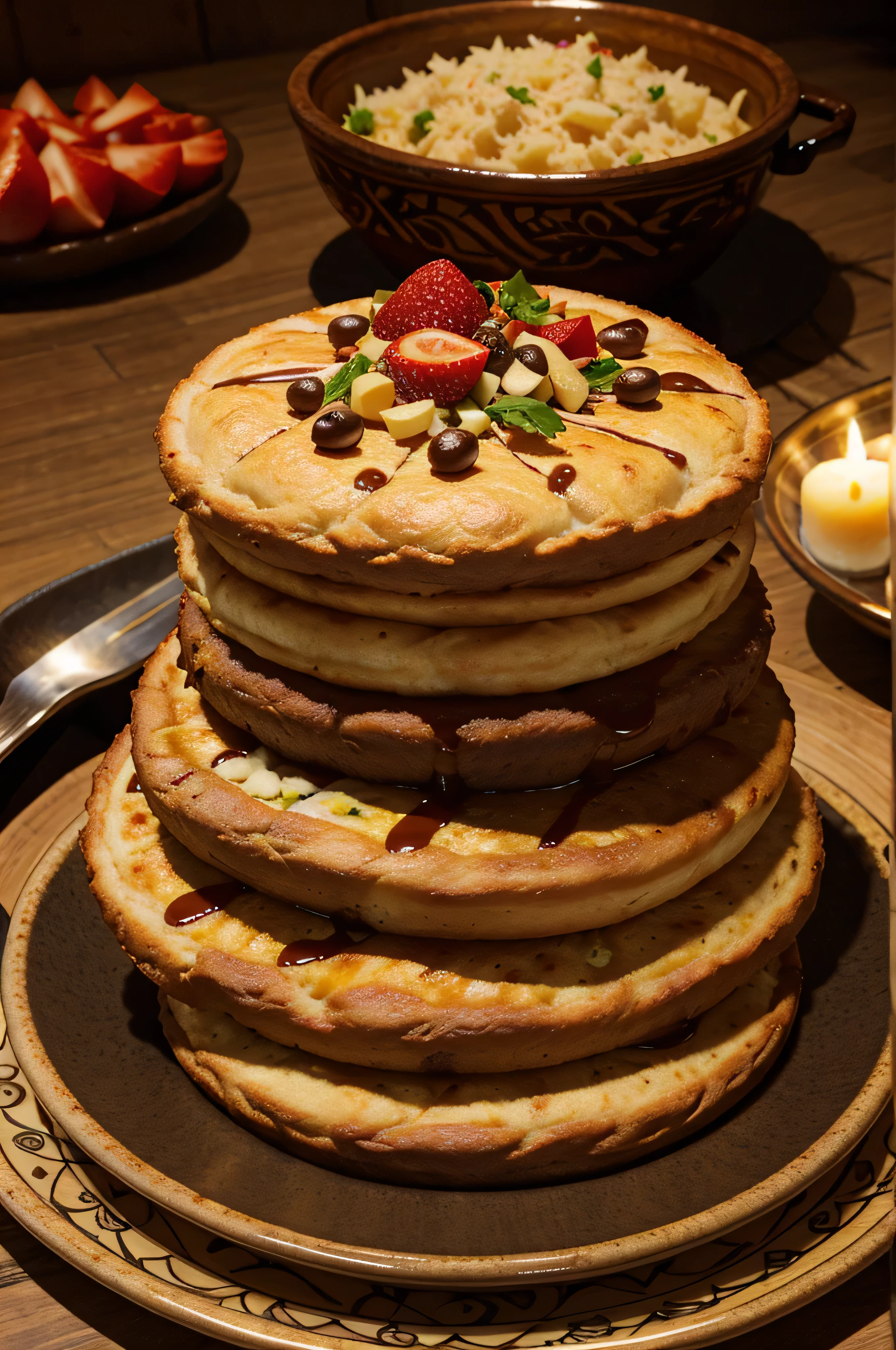 **Delicious food from around the world** - Images of special dishes from various cultures. Beautifully arranged on a plate with a unique pattern.