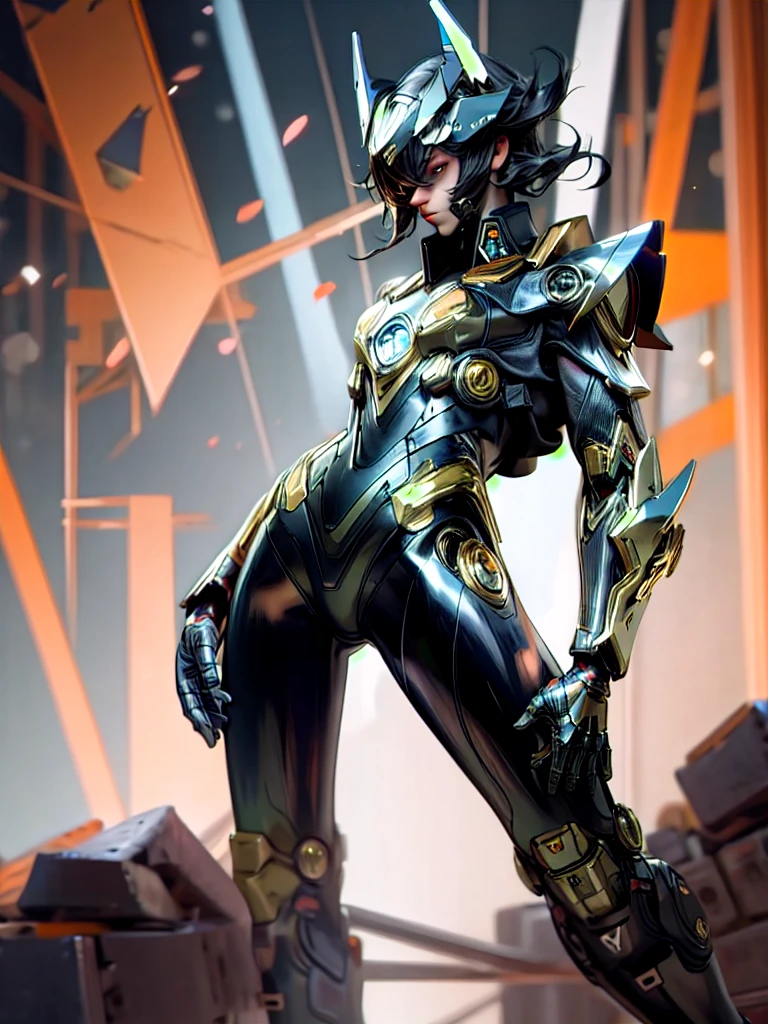 (Very detailed), (Highest quality), Male Anime Characters, Male Focus, percent, Black footwear, boots, 黒と赤のBodysuits, gloves,(armor:1), Bodysuits,night, Are standing, Hands on hips,View your viewers,Helmet,Full Face Mask, Dark Hero、Battle Suit、