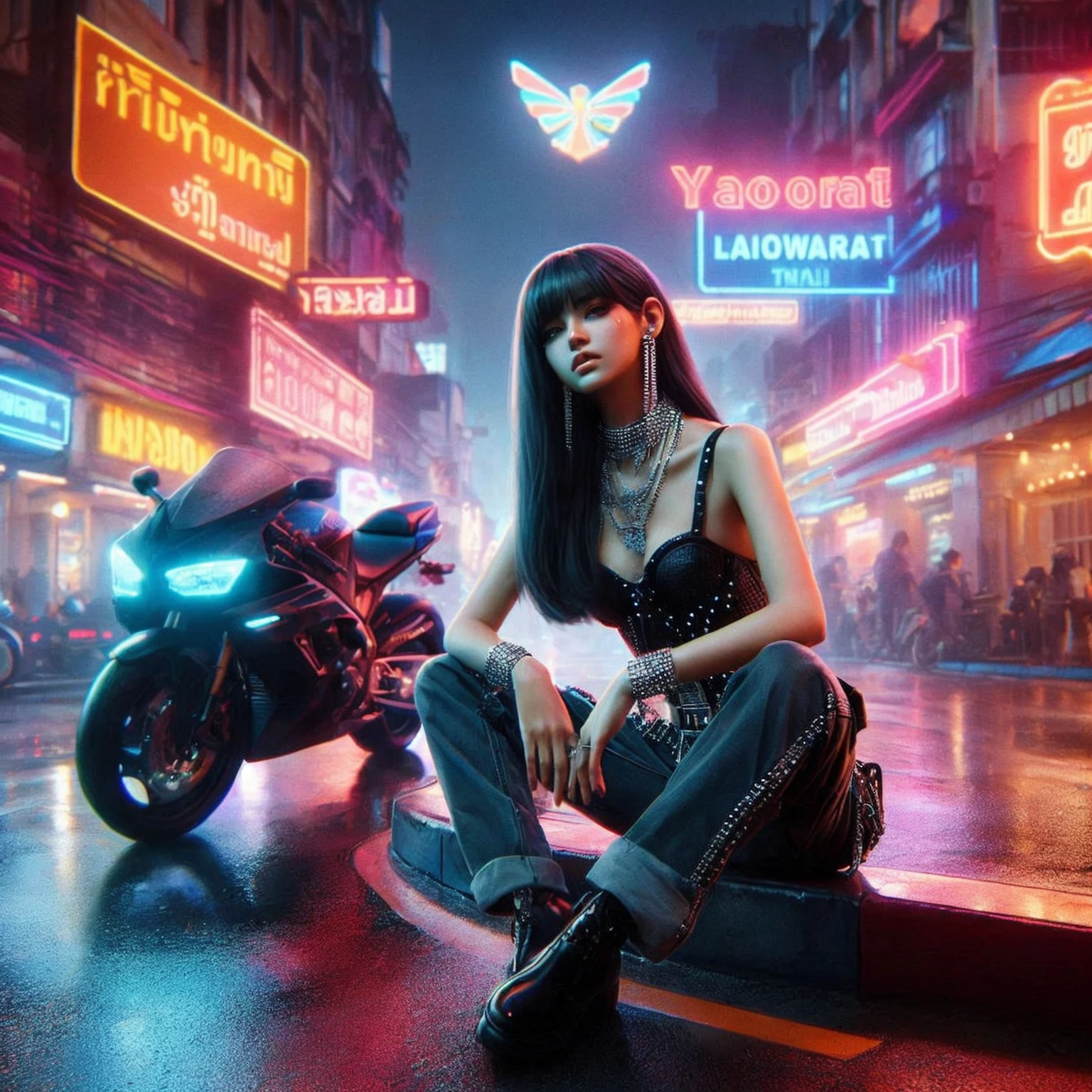 arafed image of a woman in a black top and shorts standing in a crowded street, cyberpunk vibe, cyberpunk vibes, cyberpunk art style, cyberpunk girl, urban girl fanart, artwork in the style of guweiz, beautiful digital artwork, stylized urban fantasy artwork, deviantart artstation cgscosiety, in cyberpunk city, trending on cgstation