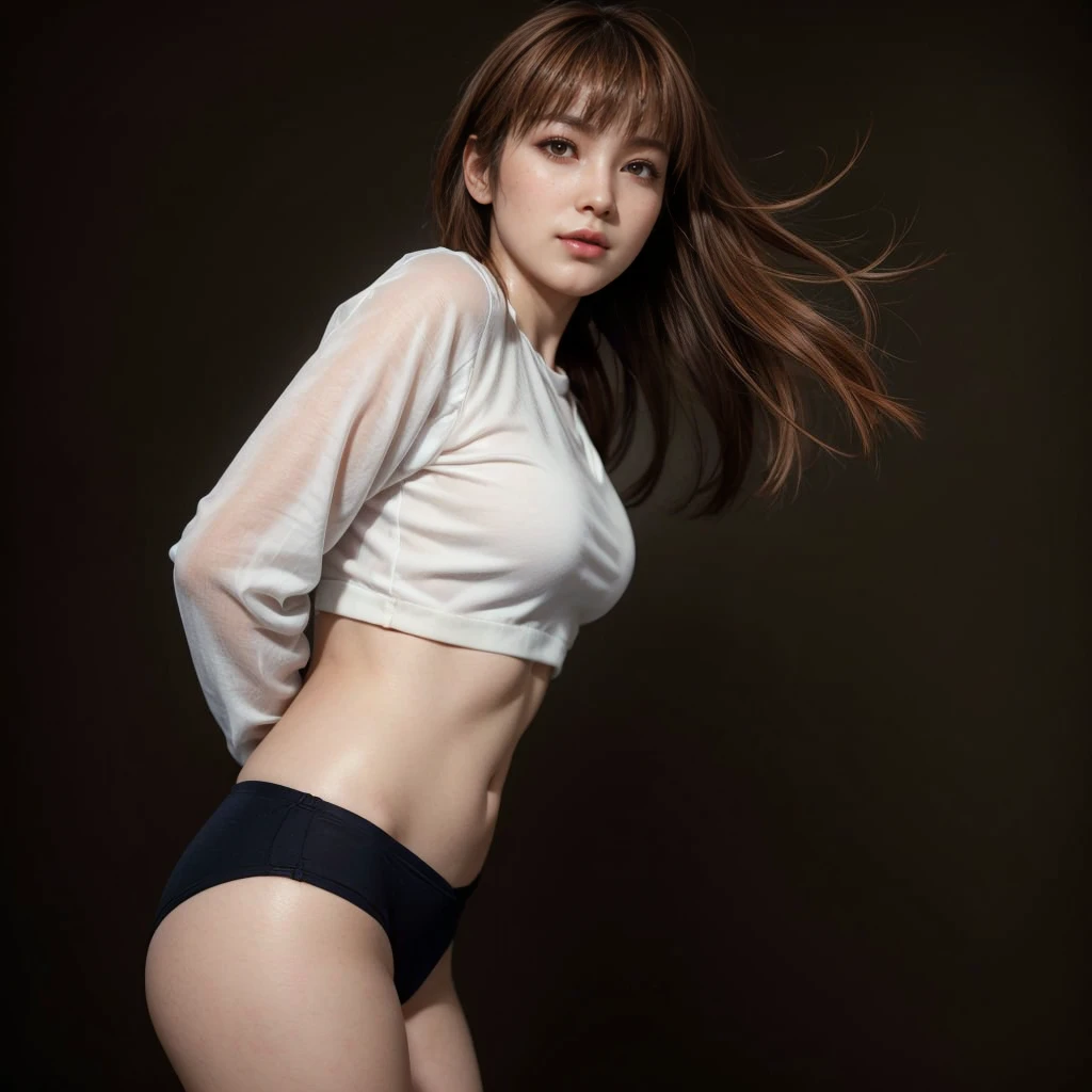 Kasumi, brown eyes, (best quality, ultra-detailed), (realistic:1.37), beautiful and detailed face, ultra-realistic texture, delicate face, delicate body, red lipstick, bright colors. High definition, 8K.