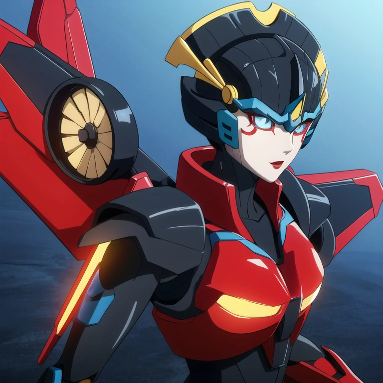 1girl, solo, windblade, robot, mecha, glowing eyes, no_humans, autobot, wings,  