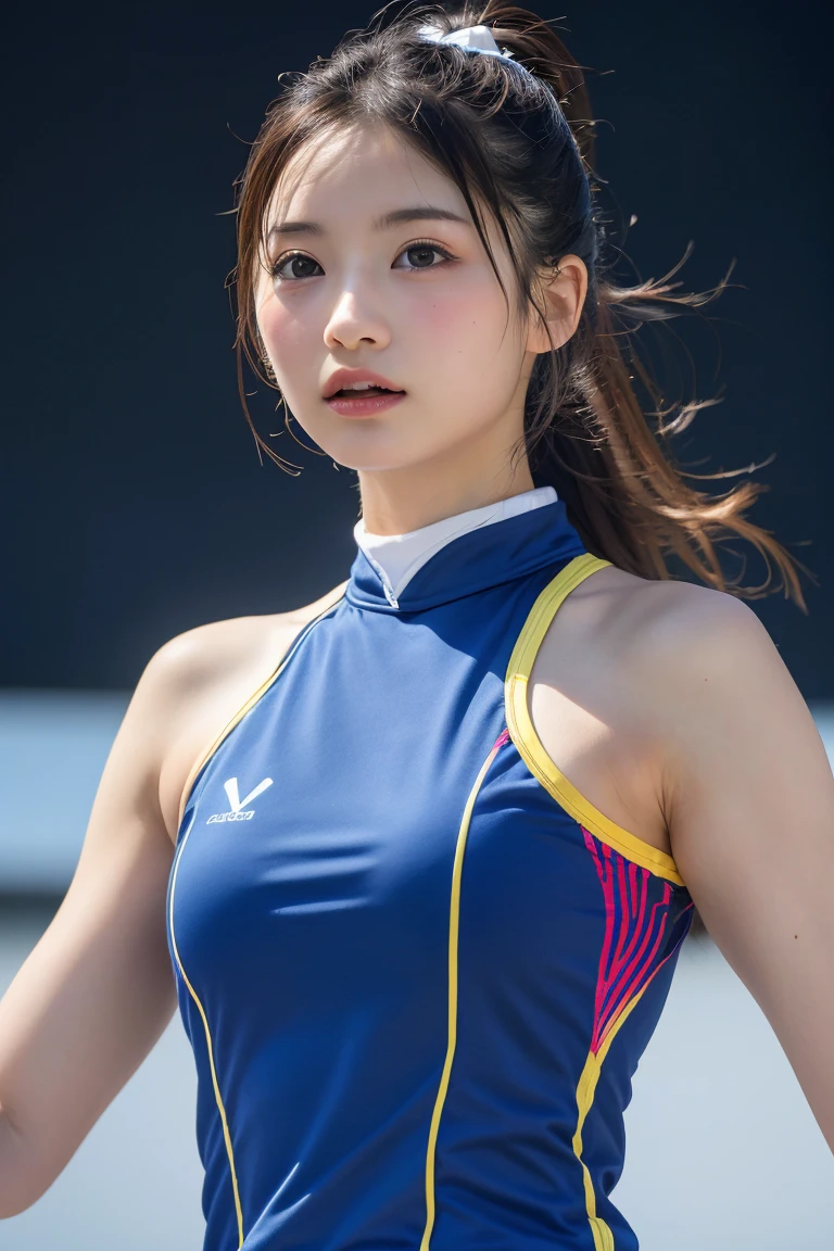 (8K, RAW Photos,Highest quality, High resolution:1.1), (超Realisticな:1.4),(Realistic, Realistic:1.3),The Beauty of Japan、Rhythmic gymnastics club、Rhythmic Gymnastics Uniform、((Upper Body:1.3))