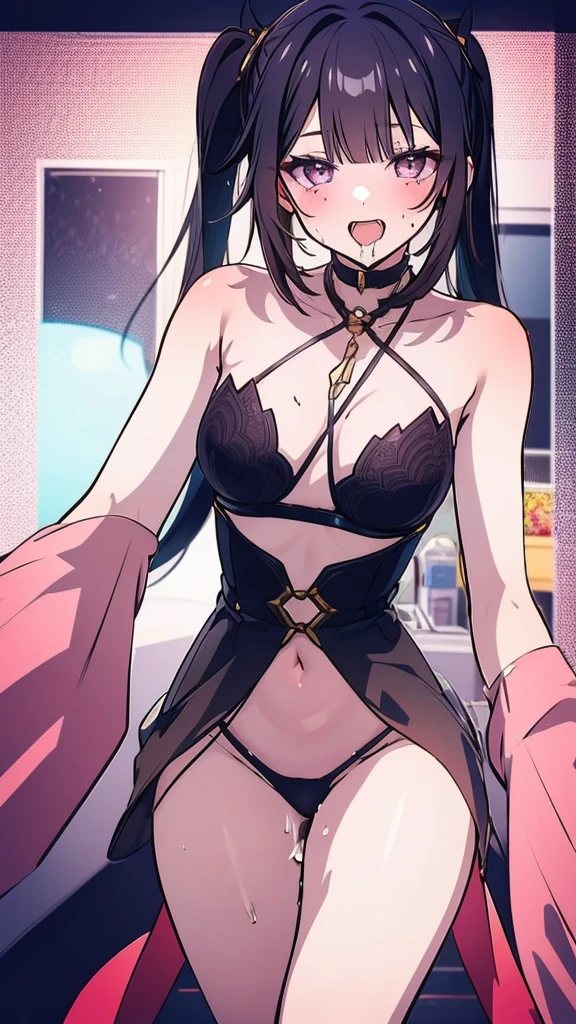 Sex, hentai, cum in mouth, drool, Orgasm, fertilization, erotic underwear, prostitute, Thin waist, Medium breasts, another world, navel, naked body