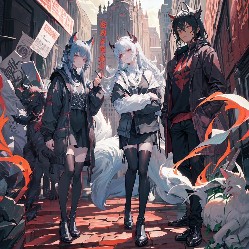 A werewolf,devil,demon,black,Grey Man,((纯black背景))