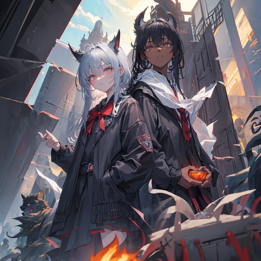 A werewolf,devil,demon,black,Grey Man,((纯black背景))