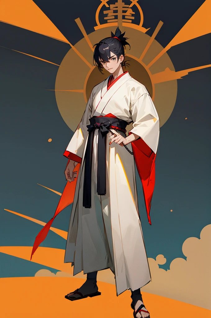 Teen , Male, eastern Clothes, Standing pose, Samurai Clothing