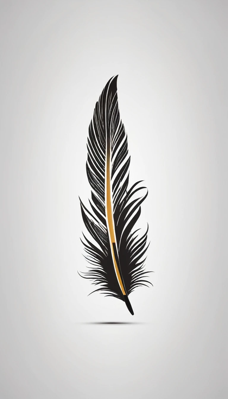 Create a logo design of a special, unique, poetic, minimalistic feather that represents a special creative brand called " Penamemoria". The brand is created by an artist called Rafael Figueiras. The logo must convey the sense of storytelling and music. Must include a boy, one acoustic guitar, a feather and a fantastic bird. Logo design and icon design present and impressed on a white t-shirt.