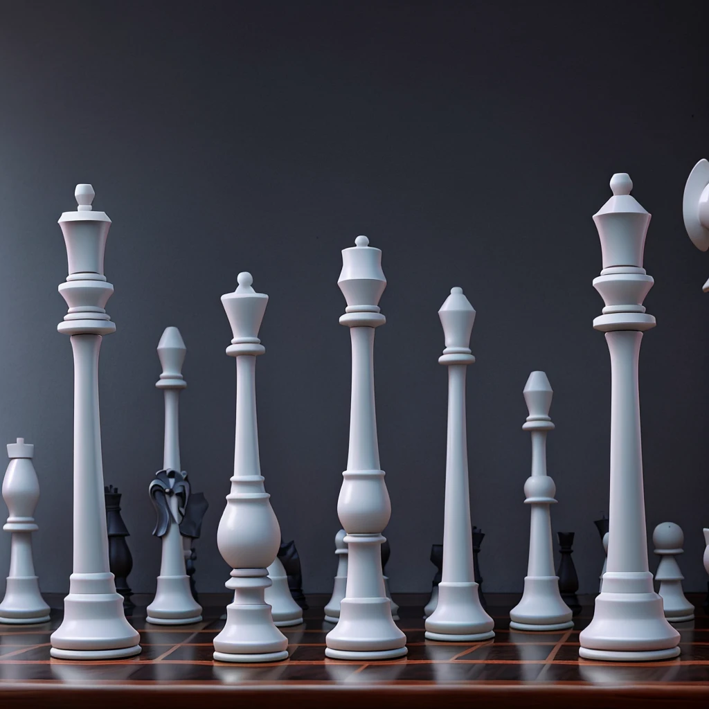 Draw me the chess pieces representing a piece sacrifice, where the bishop is stamped on the enemy rook