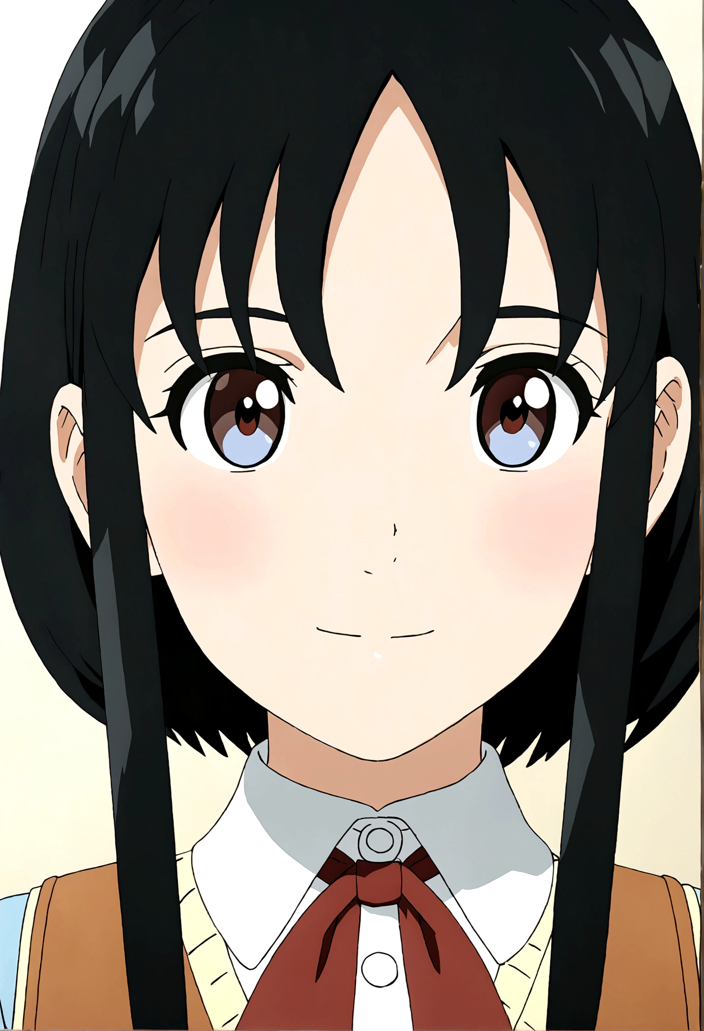 anime girl with black red hair and eyes wearing a vest, render of april, shizuka,hot,sayori, close up iwakura lain, 8k portrait render, render of a cute 3d anime girl, photorealistic anime girl render, smooth anime cg art, close up of a young anime girl, anime visual of a cute girl, rin, anime moe artstyle