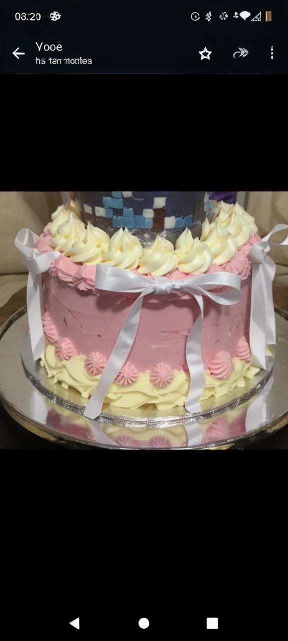 Create a cake in this style in the same way by changing the color of the decoration, the yellow edges become black and the pink part becomes navy blue