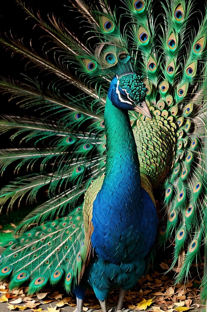 A peacock made with leaves