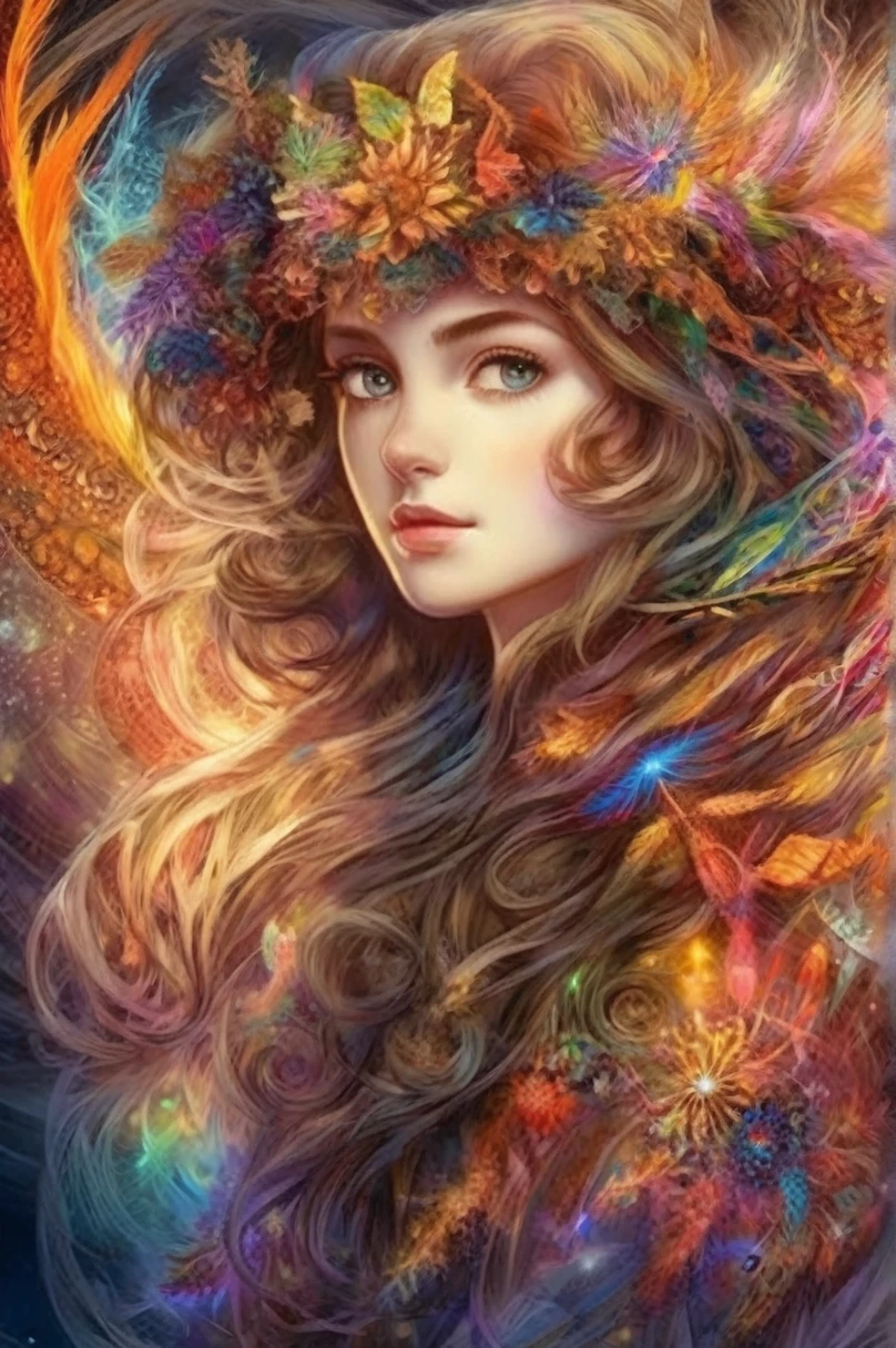 Official Art, Best details, beautifully、aesthetic, Fractal Art, colorful,
masterpiece, Highest quality, One girl,