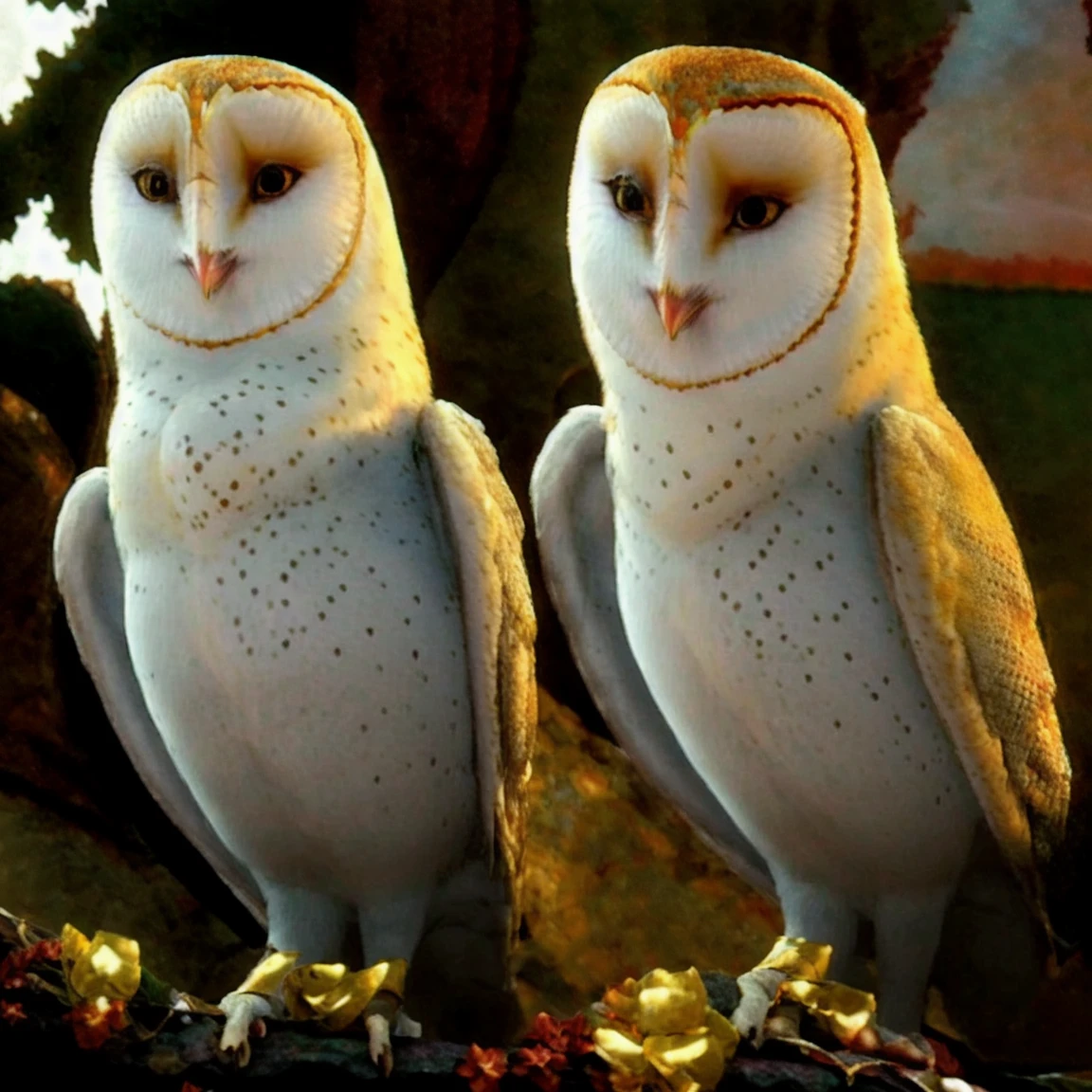 barn owl, owl, watching at viewer, cgi, female, best quality, masterpiece, nsfw