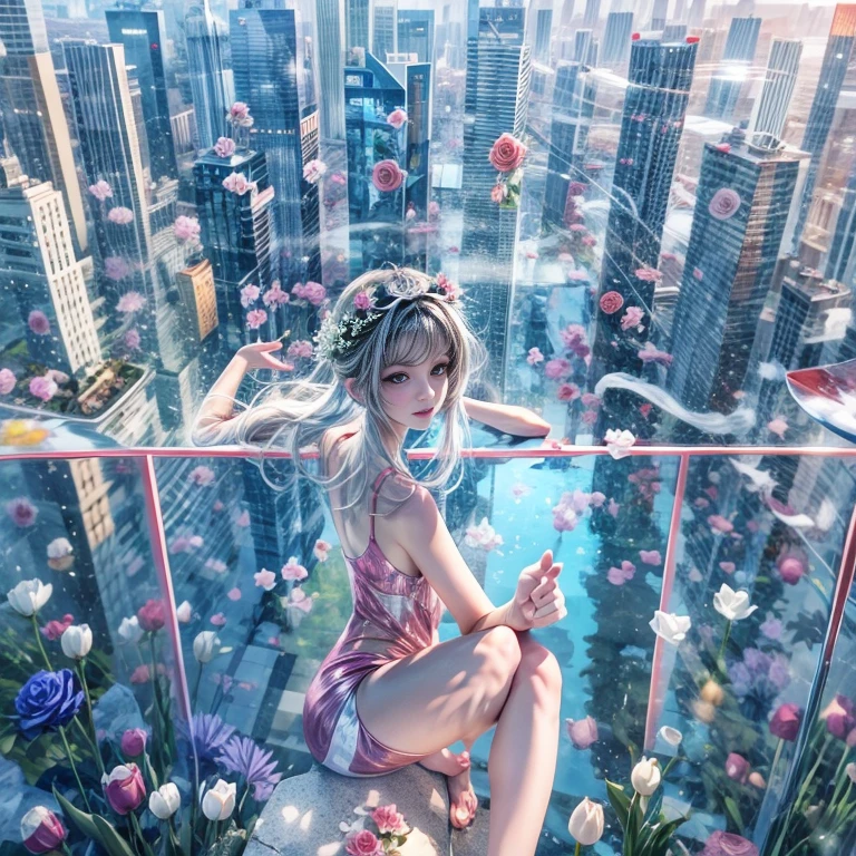 BloodRed, White in Pearly RainbowColors,ExtremelyDetailed(ProfessionalPhoto of Girl Floating in the Sky:1.37)ZoomLayer{Stunning|Mystic|GodRays|Haze}, 57th floor infinity pool in the urban forest. (Masterpiece 8K TopQuality:1.2)(ExtremelyDetailed NOGIZAKA face:1.37) ElaboratePupil with (SparklingHighlights:1.28) DoubleEyelids with Voluminous LongEyelashes PUNIPUNI RosyCheeks (Joyful Expressions LifeLike Rendering) MotionBlur  BREAK  (Acutance:0.77) PUNIPUNI Radiant Impeccable PearlSkin with Transparency White(Skinny SchoolSwimwear) {(HiddenHand)|((Corrected BabyLike Hand))} Whole Body Proportions and all limbs are Anatomically Accurate, {Carnation|Tulips|(Rose)} [FlowerWreath WrappedBody Full of Flowers Covering girl's body] {((Dazzling RainbowColorHorizon))|ColorfulSky|ColoredClouds|(Starly Particles)}(extra limbs:-1.4)(Not Detailed Face:-1.37)(Not Detailed Hand:-1.28), Drawing infinity pool reference to the rooftop of Marina Bay Sands