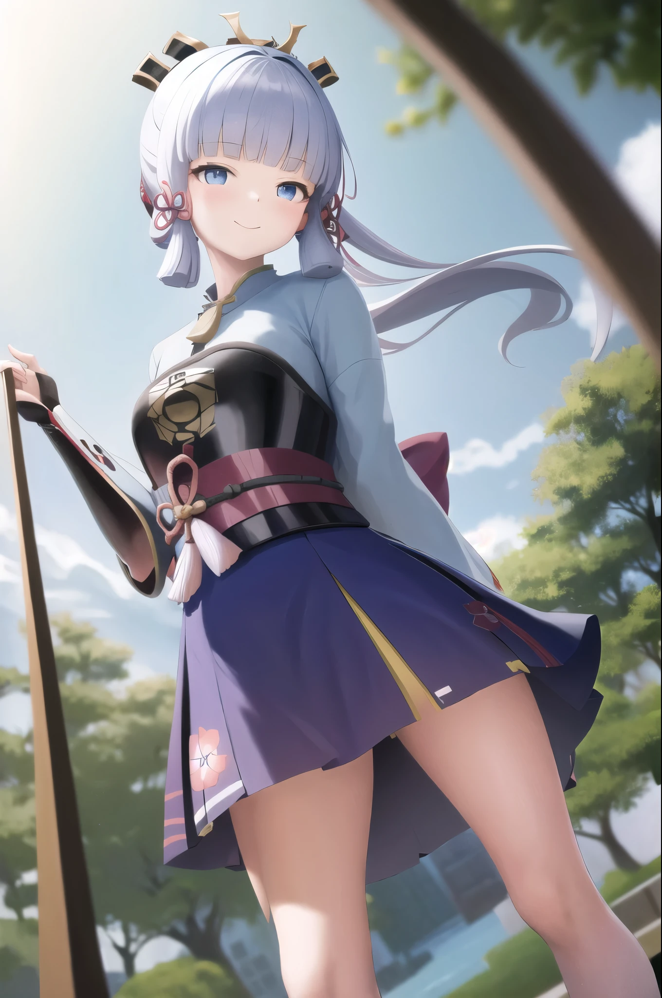 masterpiece, highres, best quality, 1girl solo, kamisato_ayaka, smile, kimono