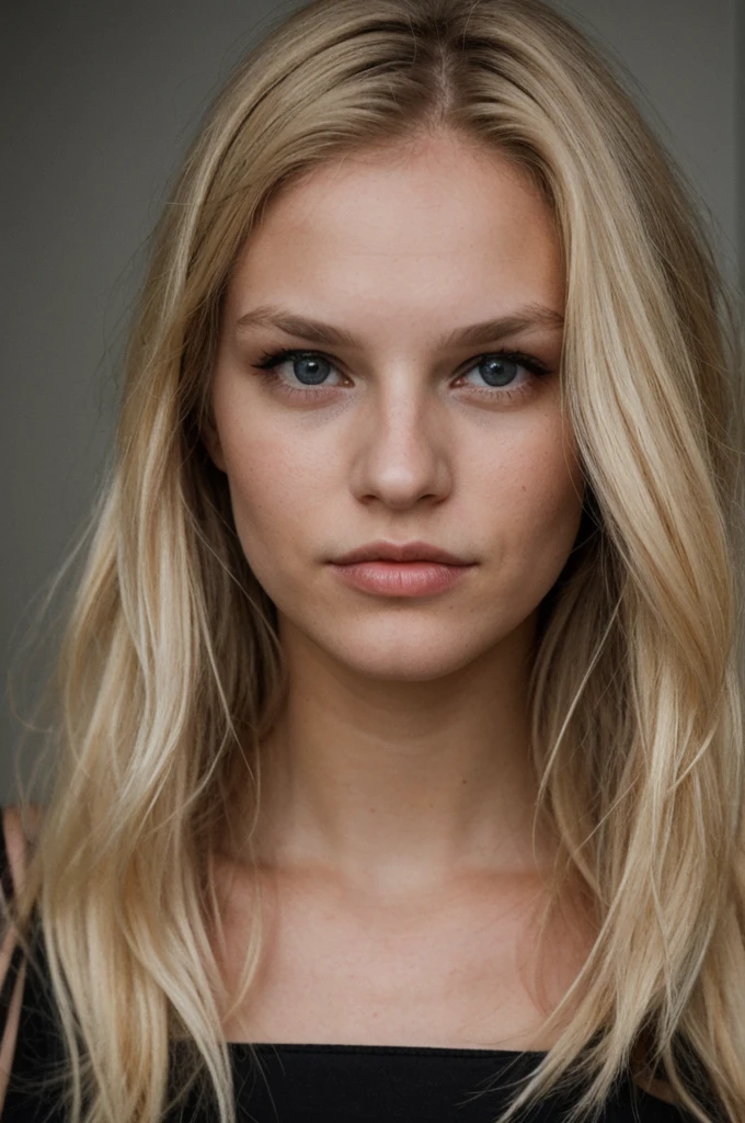 super cute blond woman in a dark theme