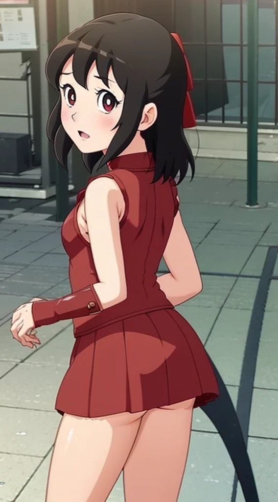 anime girl with black red hair and eyes wearing a vest, render of april, shizuka,hot,sayori, sexy latex dress,close up iwakura lain,big , 8k portrait render, render of a cute 3d anime girl, photorealistic anime girl render, smooth anime cg art, close up of a young anime girl, anime visual of a cute girl, rin, anime moe artstyle