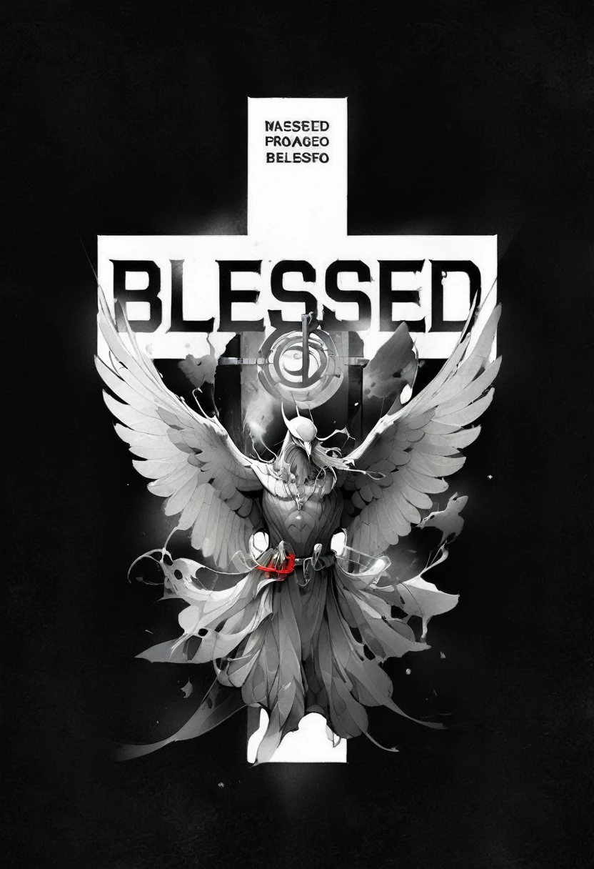 a closeup of a white dove with a cross, blessed, blessing, to bleed, Praised, blood, official artwork, maestro, by Silvia Pelissero, album cover design, glorified image, hooded, Beeple and james jean, happy, the blessed aisles, album cover!, Alias, Beeple |, by Carey Morris