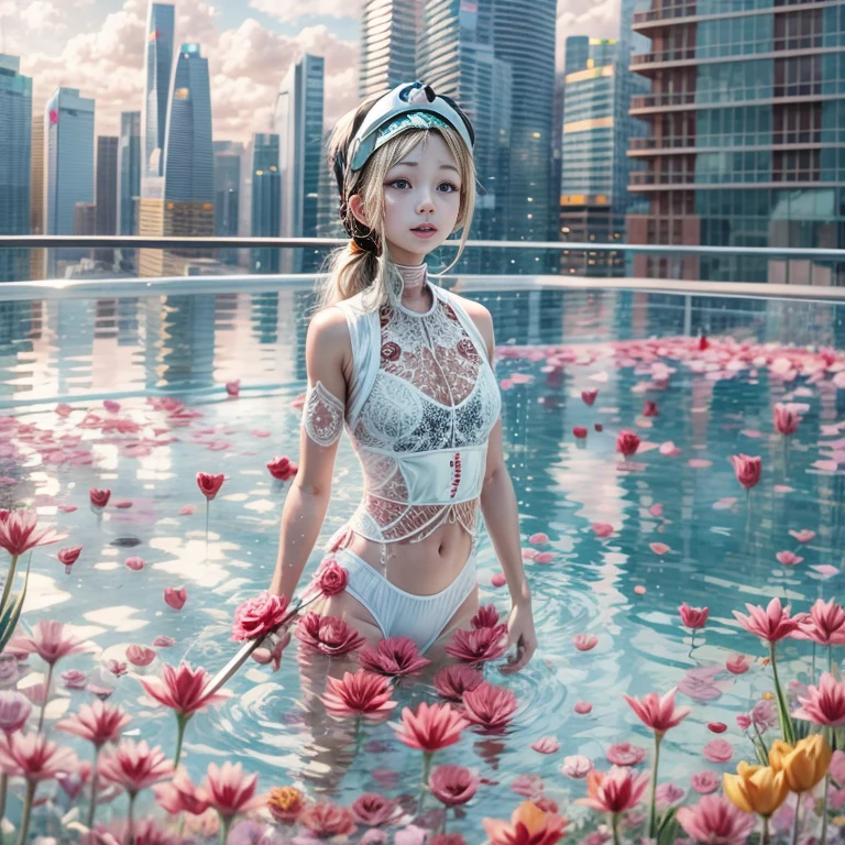 BloodRed, White in Pearly RainbowColors,ExtremelyDetailed(ProfessionalPhoto of Girl Floating in the Sky:1.37)ZoomLayer{Stunning|Mystic|GodRays|Haze}, 57th floor infinity pool in the urban forest. (Masterpiece 8K TopQuality:1.2)(ExtremelyDetailed NOGIZAKA face:1.37) ElaboratePupil with (SparklingHighlights:1.28) DoubleEyelids with Voluminous LongEyelashes PUNIPUNI RosyCheeks (Joyful Expressions LifeLike Rendering) MotionBlur  BREAK  (Acutance:0.77) PUNIPUNI Radiant Impeccable PearlSkin with Transparency White(Skinny SchoolSwimwear) {(HiddenHand)|((Corrected BabyLike Hand))} Whole Body Proportions and all limbs are Anatomically Accurate, {Carnation|Tulips|(Rose)} [FlowerWreath WrappedBody Full of Flowers Covering girl's body] {((Dazzling RainbowColorHorizon))|ColorfulSky|ColoredClouds|(Starly Particles)}(extra limbs:-1.4)(Not Detailed Face:-1.37)(Not Detailed Hand:-1.28), Drawing infinity pool reference to the rooftop of Marina Bay Sands