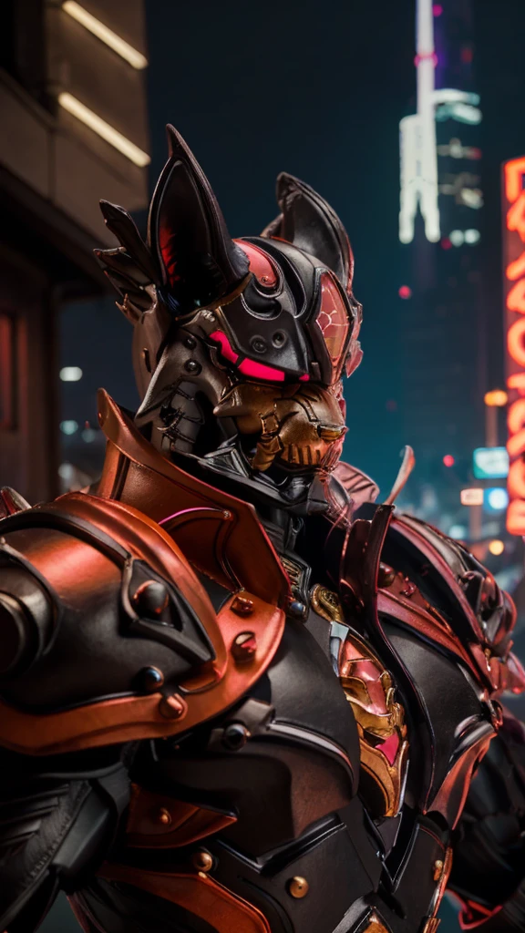 A man in fantasy-style full body armor, A fully enclosed helmet inspired by wolf ears, Composite Layered Chest Plate, Fully covered shoulder and hand guards, Lightweight waist armor, Close-fitting shin guards, The overall design is sturdy yet flexible, ((The armor emits a red light, Accented with black and red accents)), Gives off a noble aura, This character is、It embodies a hero wearing fantasy surreal style armor elaborately crafted in anime style.。, Exquisite and mature cartoon art style, (Bat Concept Armor, Realistic:1.4, Realistic textured materials:1.2, Professional photos, Cinematic), ((City night view, element, energy, elegant, goddess, woman:1.5)), metallic, High resolution, Highest quality, High resolution, Super detailed, Ultra-fine painting, Very delicate, Anatomically correct, Symmetrical face, Highly detailed eyes and face, High quality eyes, creativity, RAW Photos, 超High resolution, 32k, Natural light, Cinematic lighting, masterpiece-anatomy-perfect, masterpiece:1.5