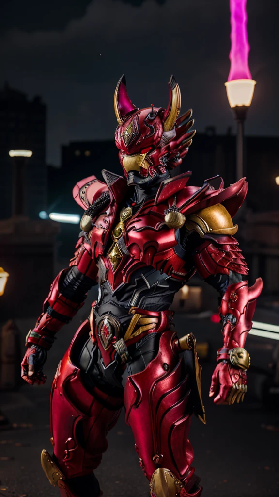 A man in fantasy-style full body armor, A fully enclosed helmet inspired by wolf ears, Composite Layered Chest Plate, Fully covered shoulder and hand guards, Lightweight waist armor, Close-fitting shin guards, The overall design is sturdy yet flexible, ((The armor emits a red light, Accented with black and red accents)), Gives off a noble aura, This character is、It embodies a hero wearing fantasy surreal style armor elaborately crafted in anime style.。, Exquisite and mature cartoon art style, (Bat Concept Armor, Realistic:1.4, Realistic textured materials:1.2, Professional photos, Cinematic), ((City night view, element, energy, elegant, goddess, woman:1.5)), metallic, High resolution, Highest quality, High resolution, Super detailed, Ultra-fine painting, Very delicate, Anatomically correct, Symmetrical face, Highly detailed eyes and face, High quality eyes, creativity, RAW Photos, 超High resolution, 32k, Natural light, Cinematic lighting, masterpiece-anatomy-perfect, masterpiece:1.5